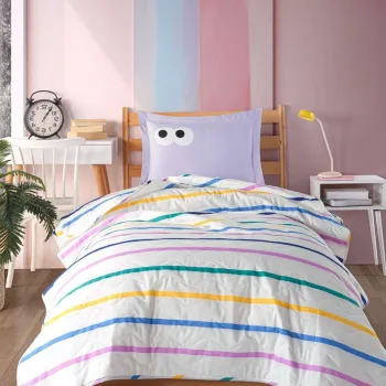 Set cuvertura Single 160x220 cm, 2 piese, L'essentiel Maison, Funny, Lila imagine