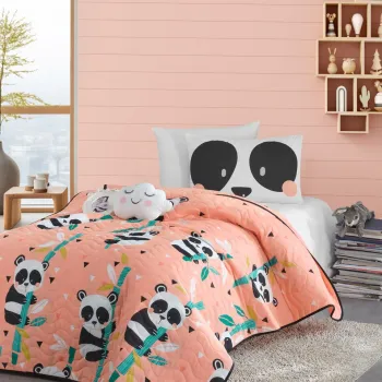 Set cuvertura Single 160x220 cm, 2 piese, Panida - Pink, EnLora Home, 65% bumbac/35% poliester imagine