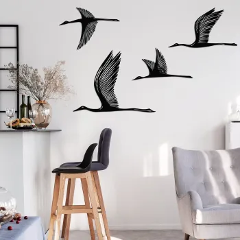 Set de accesorii decorative de perete din metal, Magnifico, Metal, Grosime: 1,2 mm, Negru imagine