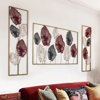 Set de accesorii decorative de perete din metal, Melos-4, Metal, Grosime: 0,6 mm, Multicolor imagine