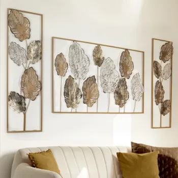 Set de accesorii decorative de perete din metal, Melos-6, Metal, Grosime: 0,6 mm, Multicolor imagine