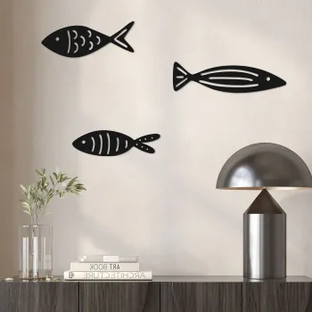 Set de accesorii decorative de perete din metal, Tesoro, Metal, Grosime: 1,2 mm, Negru imagine