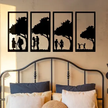 Set de accesorii decorative de perete din metal, Tiamo, Metal, Grosime: 1,2 mm, Negru imagine