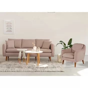 Set de canapea, Unique Design, 867UNQ1623, Lemn de carpen, Gri imagine