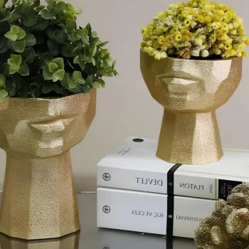 Set de ghivece decorative, CY0451, Poliester, Auriu imagine