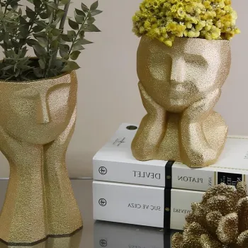 Set de ghivece decorative, CY0454, Poliester, Auriu imagine