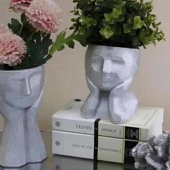 Set de ghivece decorative, CY0455, Poliester, Argintiu imagine