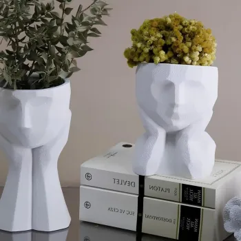 Set de ghivece decorative, CY0456, Poliester, Alb imagine