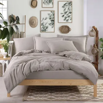 Set de huse de pilota duble din muselina, L'essentiel Maison, Muslin, Cappuccino imagine