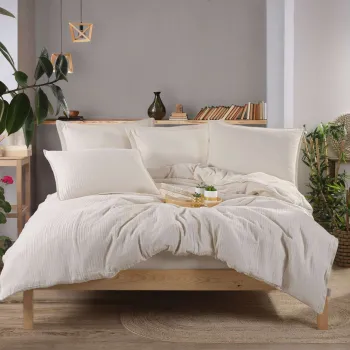 Set de huse de pilota duble din muselina, L'essentiel Maison, Muslin, Crem imagine