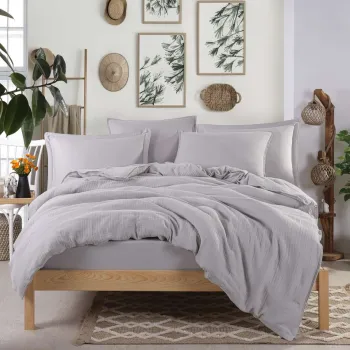 Set de huse de pilota duble din muselina, L'essentiel Maison, Muslin, Gri imagine