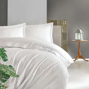 Set de huse de pilota duble din satin (Marea Britanie), L'essentiel Maison, Elegant, Bumbac Satinat, Alb imagine