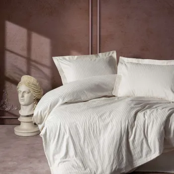 Set de huse de pilota duble din satin (Marea Britanie), L'essentiel Maison, Stripe, Ecru imagine