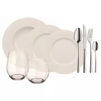 Set de masa 36 piese, Villeroy & Boch, Wonderful World 4 Friends, portelan, sticla cristal, inox imagine