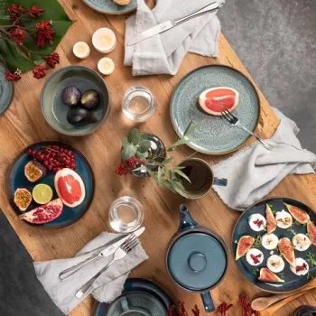 Set de masa 6 piese, Like Villeroy & Boch, Crafted Breeze, portelan premium, gri/albastru imagine