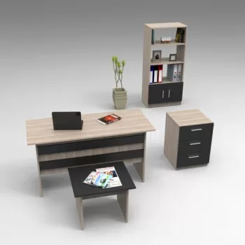 Set de mobilier de birou, Locelso, VO11, Stejar / Negru imagine