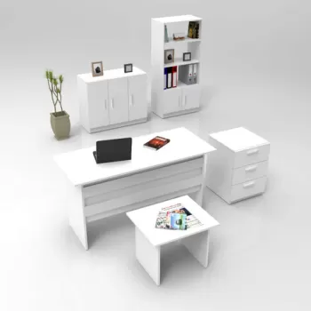 Set de mobilier de birou, Locelso, VO14, Alb imagine