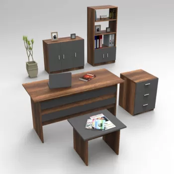 Set de mobilier de birou, Locelso, VO14, Nuc / Antracit imagine