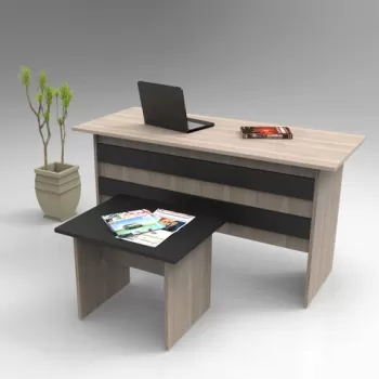 Set de mobilier de birou, Locelso, VO8, Stejar / Negru imagine