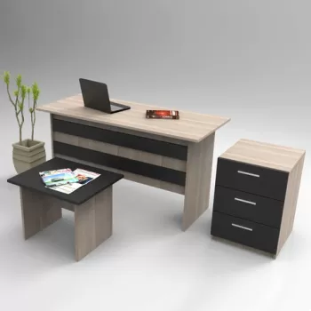 Set de mobilier de birou, Locelso, VO9, Stejar / Negru imagine