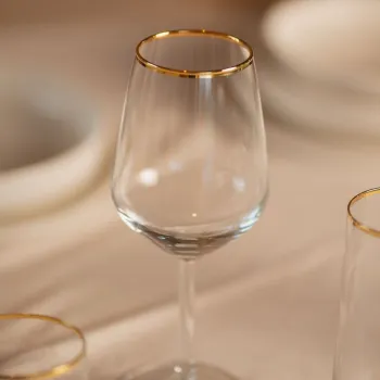 Set de pahare de vin, Hermia, 127RKL1113, Auriu / Transparent imagine