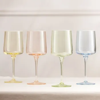 Set de pahare de vin, Hermia, 127RKL1125, Somon / Galben / Albastru / Verde imagine