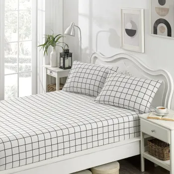 Set de pat dublu (cearceaf cu elastic si perne) 3 piese, Artus - Black, Eponj Home, 65% bumbac/35% poliester imagine