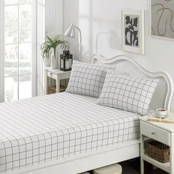 Set de pat dublu (cearceaf cu elastic si perne) 3 piese, Artus - Grey, Eponj Home, 65% bumbac/35% poliester imagine