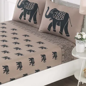 Set de pat dublu (cearceaf cu elastic si perne) 3 piese, Fil - Blue, EnLora Home, 65% bumbac/35% poliester imagine