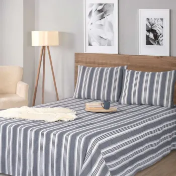 Set de pat dublu (cearceaf cu elastic si perne) 3 piese, L'essentiel Maison, Soft Line, Antracit imagine