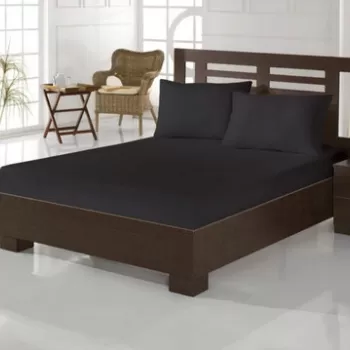 Set de pat dublu (cearceaf cu elastic si perne) 3 piese, Polycotton, Eponj Home, 65% Bumbac/35% Poliester imagine