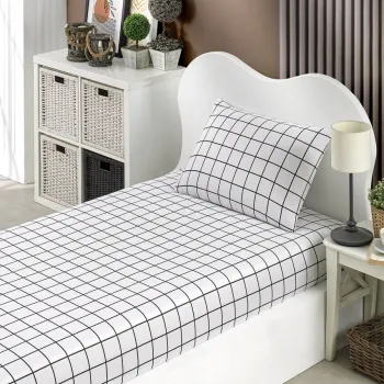 Set de pat pentru o persoana (cearceaf cu elastic si perna) 2 piese, Artus - Black, Eponj Home, 65% bumbac/35% poliester imagine