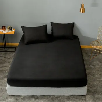 Set de pat pentru o persoana (cearceaf cu elastic si perna) 2 piese, Duzboya - Black, Eponj Home, 65% bumbac/35% poliester imagine