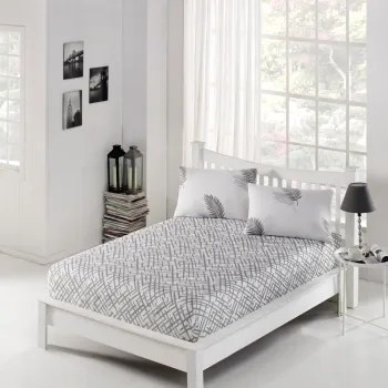 Set de pat pentru o persoana (cearceaf cu elastic si perna) 2 piese, Palma, EnLora Home, 65% bumbac/35% poliester imagine