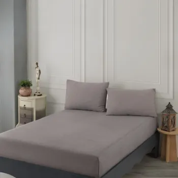 Set de pat pentru o persoana (cearceaf cu elastic si perna) 2 piese, Road Potlu - Brown, EnLora Home, 70% bumbac/30% poliester imagine