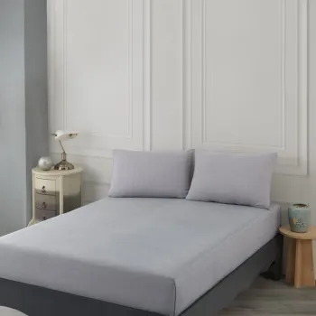 Set de pat pentru o persoana (cearceaf cu elastic si perna) 2 piese, Road Potlu - Light Grey, EnLora Home, 70% bumbac/30% poliester imagine