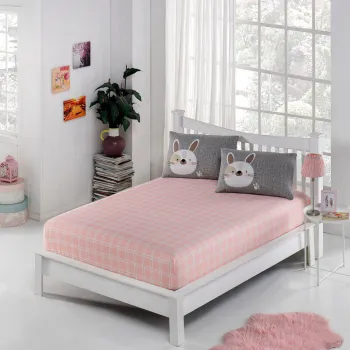 Set de pat pentru o persoana (cearceaf cu elastic si perna) 2 piese, Tavsancik, Eponj Home, 65% bumbac/35% poliester imagine