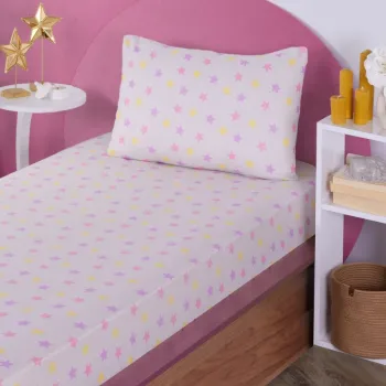 Set de pat pentru o persoana (cearceaf cu elastic si perna) 2 piese, Unicorn Dreams - Beige, Eponj Home, 65% bumbac/35% poliester imagine