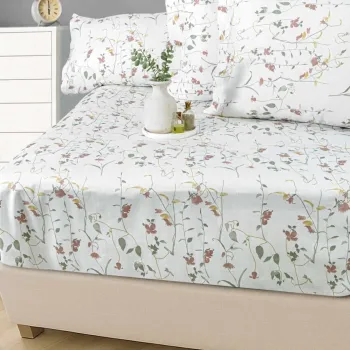 Set de pat pentru o persoana (cearceaf cu elastic si perna) Satin, L'essentiel Maison, Mia 100, Alb / Verde / Rosu / Galben imagine