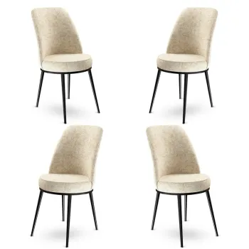 Set de scaune, Charlotte, Dexa, Metal, Crem/Negru imagine