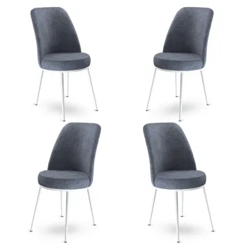 Set de scaune, Charlotte, Dexa, Metal, Fume / Alb imagine