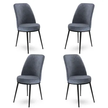 Set de scaune, Charlotte, Dexa, Metal, Fume / Negru imagine