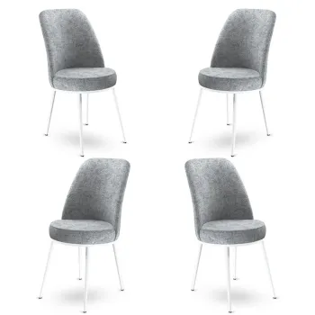 Set de scaune, Charlotte, Dexa, Metal, Gri/Alb imagine