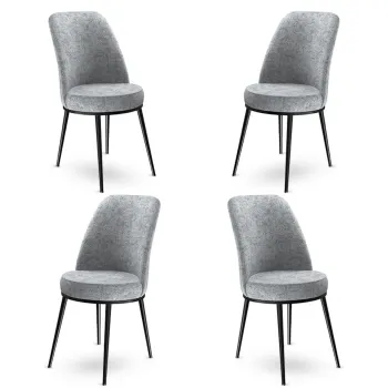 Set de scaune, Charlotte, Dexa, Metal, Gri/Negru imagine