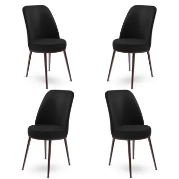 Set de scaune, Charlotte, Dexa, Metal, Negru/Maro imagine