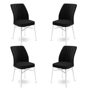 Set de scaune, Charlotte, Flex, Metal, Alb/Negru imagine