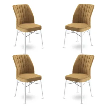 Set de scaune, Charlotte, Flex, Metal, Cappuccino / Alb imagine