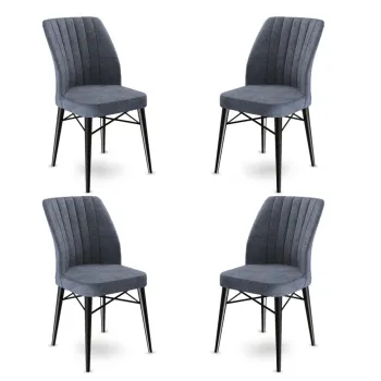 Set de scaune, Charlotte, Flex, Metal, Fume / Negru imagine