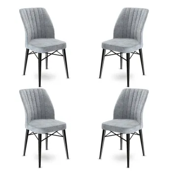 Set de scaune, Charlotte, Flex, Metal, Gri/Negru imagine