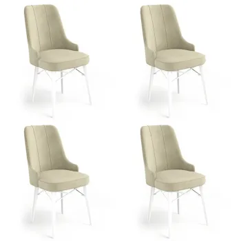 Set de scaune, Charlotte, Pare, Metal, Crem/Alb imagine